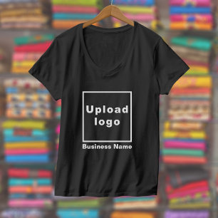 Firmenname und Logo für Frauen V-Neck Black T-Shirt