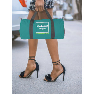 Firmenname und Logo für kleine Aquamarine grüne Fl Duffle Bag
