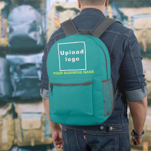Firmenname und Logo im Aquamarinen grünen Rucksack