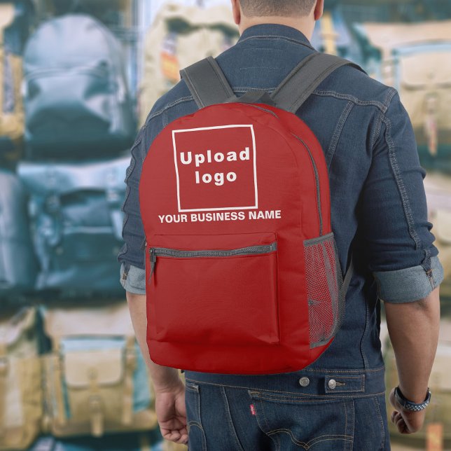 Firmenname und Logo im Red Backpack Bedruckter Rucksack (Build brand name awareness. Your business name and logo on red backpack.)