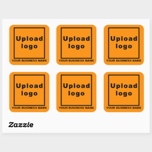 Firmenname und Logo in Orange Color Quadratischer Aufkleber