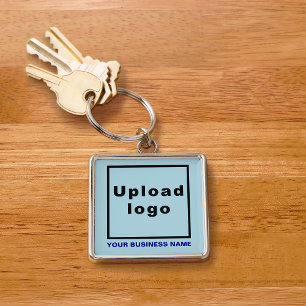 Firmenname und Logo, Light Blue Square Premium Schlüsselanhänger