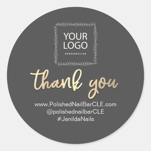 Firmenname Vielen Dank beim Kauf von Gold Grau Runder Aufkleber (Vorderseite)