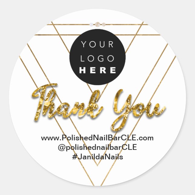 Firmenname Vielen Dank, dass Sie Glitzer Gold kauf Runder Aufkleber (Vorderseite)