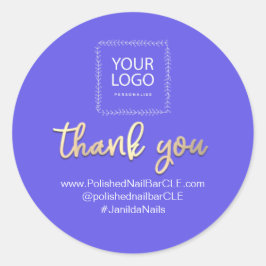 Firmenname Vielen Dank, dass Sie Gold Lilac kaufen Runder Aufkleber