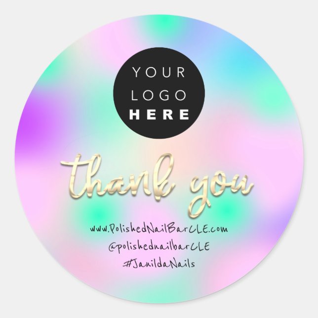 Firmenname Vielen Dank, dass Sie Pink Blue einkauf Runder Aufkleber (Vorderseite)