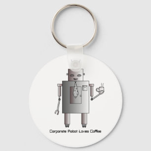 Firmenroboter liebt Kaffee, Vintage Retro Lustig Schlüsselanhänger