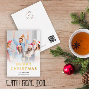 Firmenteam Foto Logo QR Code Frohe Weihnachten Folien Feiertagskarte
