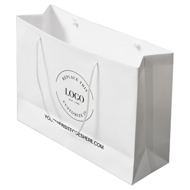 Firmenwebsite & Logo Maßgeschneiderte Geschäftstas Große Geschenktüte (Vorderseite Schrägansicht)