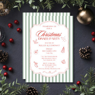 Firmenweihnachtsdinnerparty Salbeigrün Rot Einladung