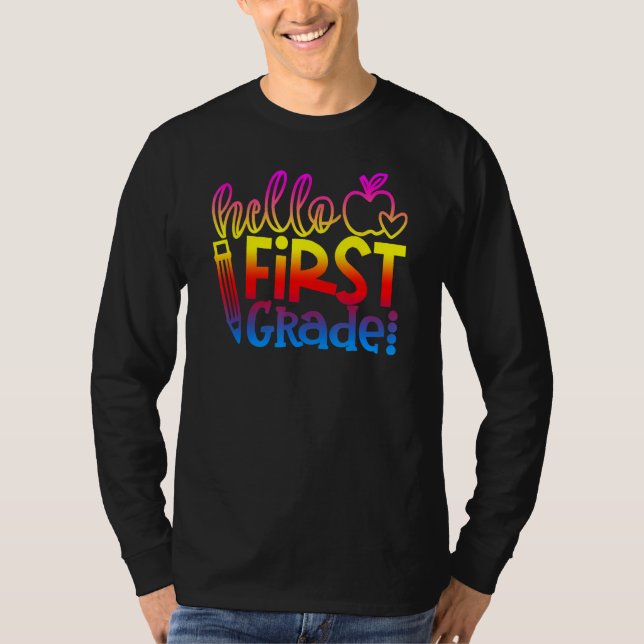 First 1st Grade Teacher Kid First Day Back To Scho T-Shirt (Vorderseite)