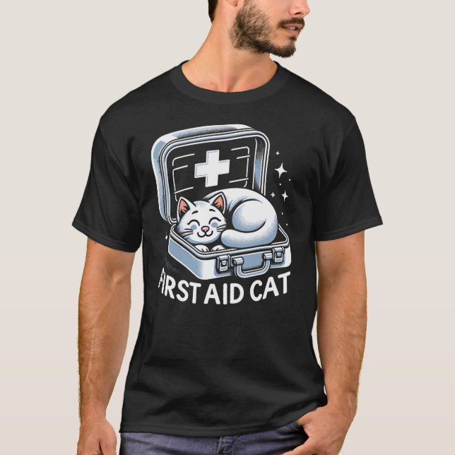 First Aid Cat Pun Nurse Doctor Healthcare Novelty  T-Shirt (Vorderseite)