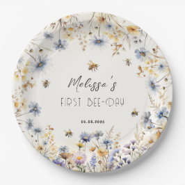 First Bee Day - Floral 1st Birthday Pappteller