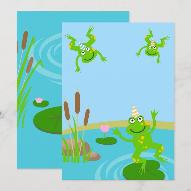 First birthday baby frog family party  einladung (Vorne/Hinten)