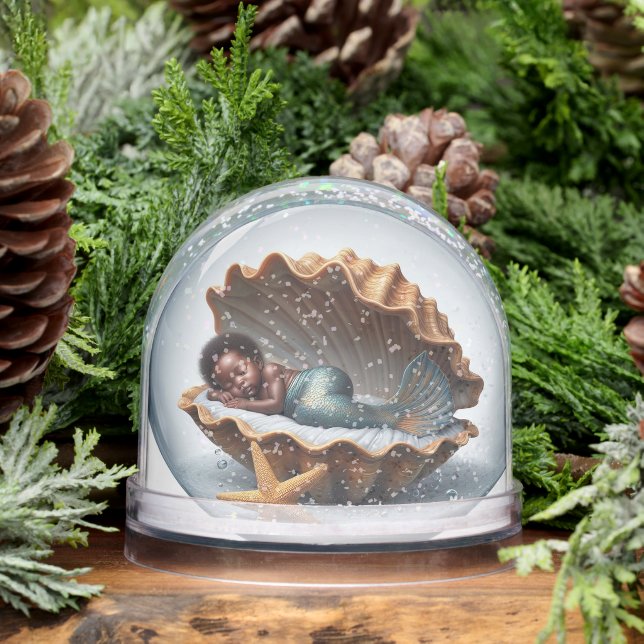 First Birthday Black Little Mermaid Schneekugeln (Winter)