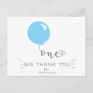 First Birthday Blue Balloon Danke Postcard Postkarte
