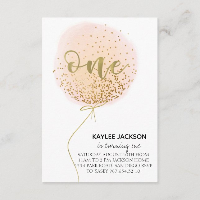 First birthday, Cotton candy balloon Begleitkarte (Vorderseite)