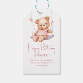 First Birthday Favor Tags Whimsical Bear Swing Geschenkanhänger