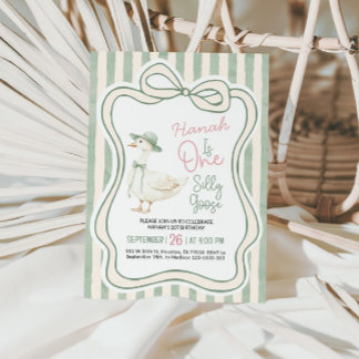 First Birthday Invitation, Silly Goose Birthday  Einladung