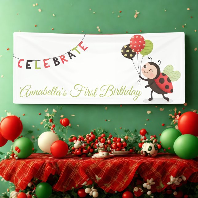 First Birthday Ladybug Banner (Ladybug First Birthday Banner)