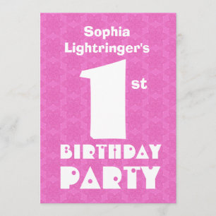 First Birthday Modern Baby Individuelle Name Pink Einladung