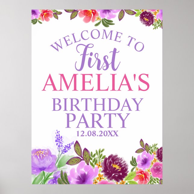 First Birthday Welcome Foam Boards Poster (Vorne)