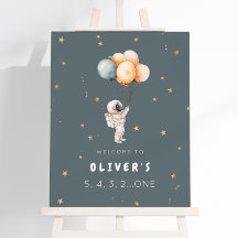 First Birthday Welcome Sign Countdown Space Theme
