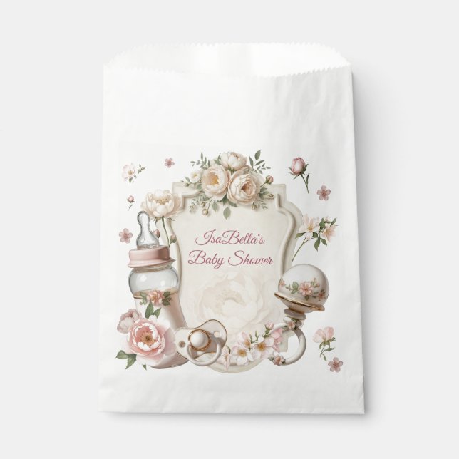 First Bloom Baby Shower Geschenk Tüte Bastelset Geschenktütchen (Vorderseite)