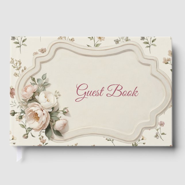 First Bloom Floral Baby Shower Gästebuch (Vorderseite)