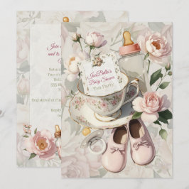 First Bloom Tea Party Baby Shower Einladung