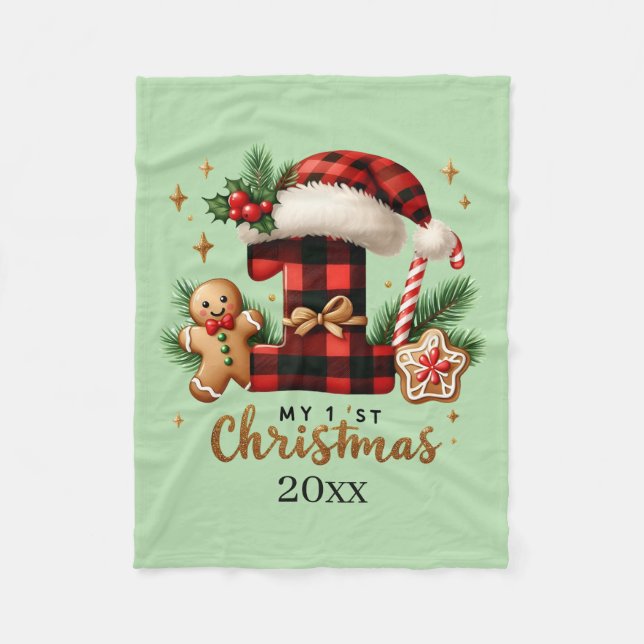 First Christmas add year baby Fleecedecke (Vorderseite)