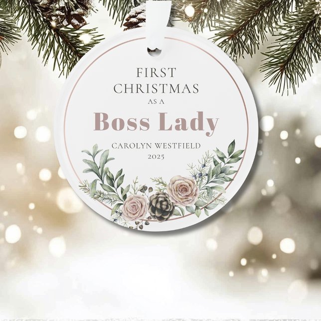 First Christmas as a Boss Lady Name Year Ornament (First Christmas as a Boss Lady Name Year Acrylic Ornament)