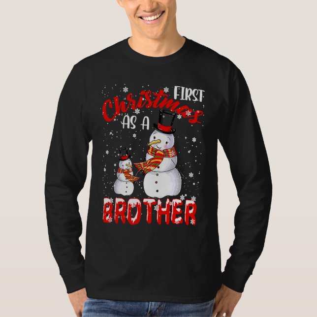 First Christmas As A Brother 2021 Pregnancy Announ T-Shirt (Vorderseite)
