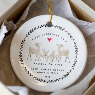 First Christmas As A Family Of Five Deer Keramik Ornament