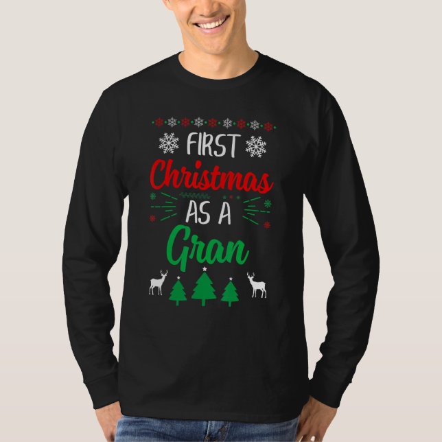 First Christmas As A Gran   Xmas First Time Grandm T-Shirt (Vorderseite)
