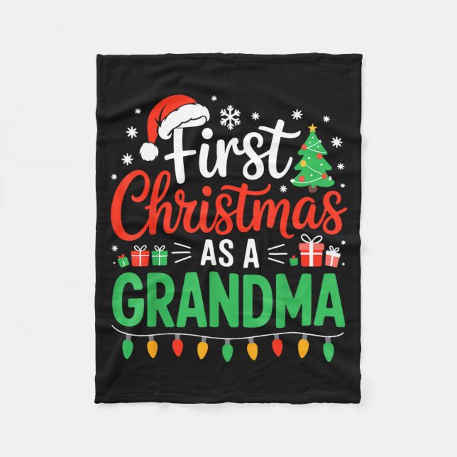First Christmas As A Grandma Matching New Nana Gra Fleecedecke (Vorderseite)