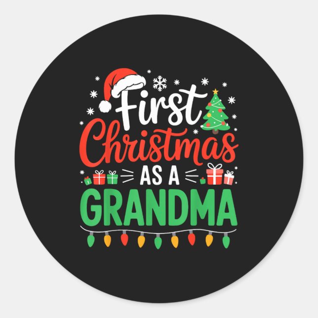 First Christmas As A Grandma Matching New Nana Gra Runder Aufkleber (Vorderseite)