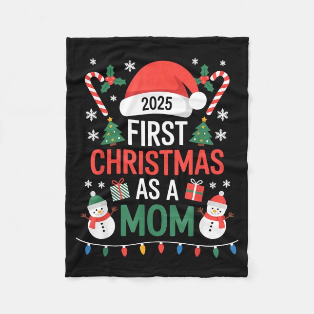 First Christmas As A Mom 2025 Family Matching Holi Fleecedecke (Vorderseite)