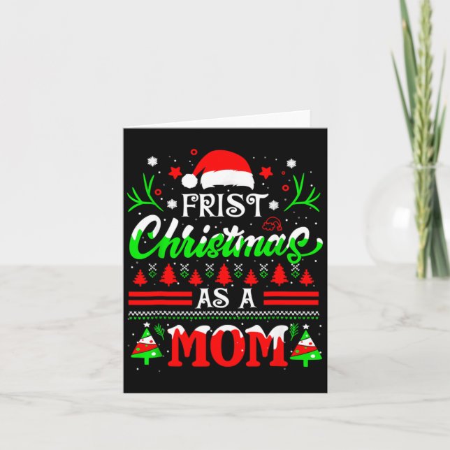 First Christmas As A Mom Funny New Mom Xmas Matchi Karte (Vorderseite)