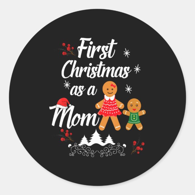First Christmas As A Mom New Mom Xmas Gift  Runder Aufkleber (Vorderseite)