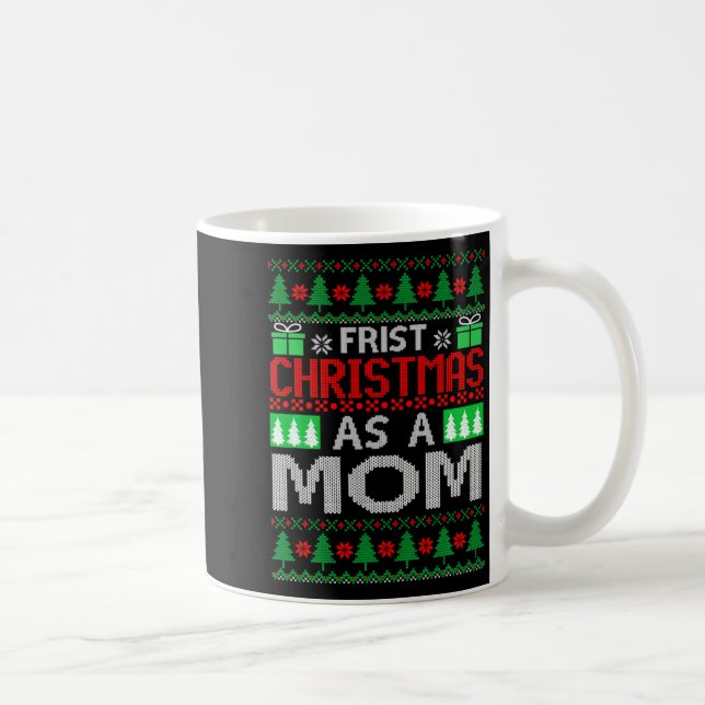 First Christmas As A Mom Santa Hat Ugly Xmas New M Kaffeetasse (Rechts)