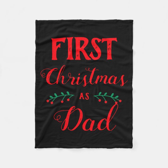 First Christmas As Dad Family Matching Red Text  Fleecedecke (Vorderseite)