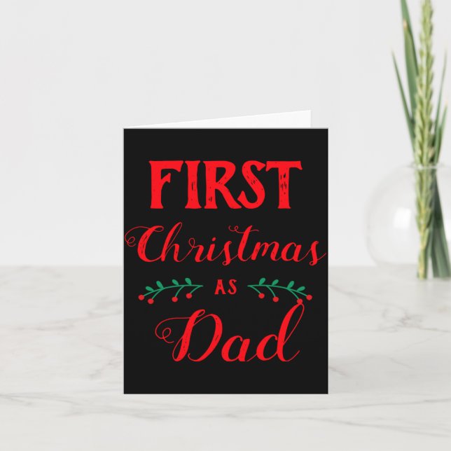 First Christmas As Dad Family Matching Red Text  Karte (Vorderseite)