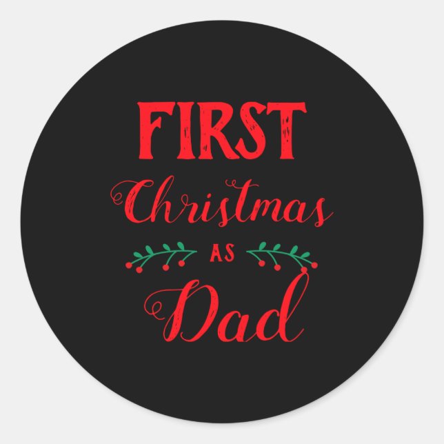 First Christmas As Dad Family Matching Red Text  Runder Aufkleber (Vorderseite)