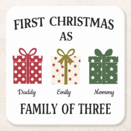 First Christmas as Family of Three Gift Rechteckiger Pappuntersetzer