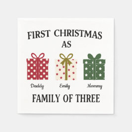 First Christmas as Family of Three Gift Serviette