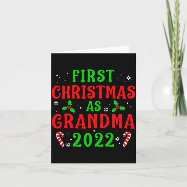 First Christmas As Grandma Xmas Grandmother New Gr Karte (Vorderseite)