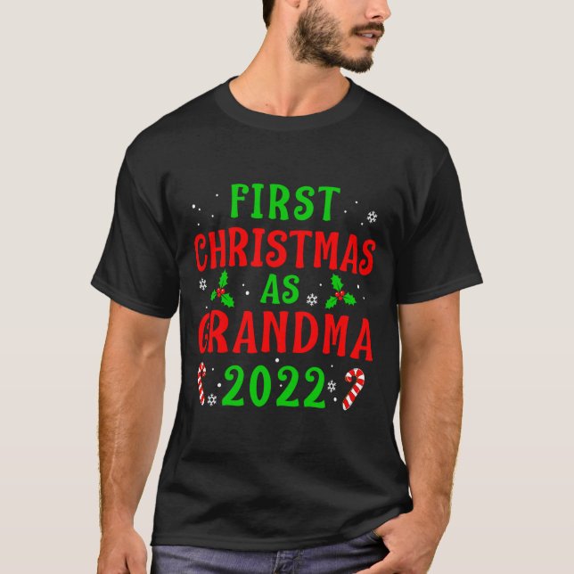 First Christmas As Grandma Xmas Grandmother New Gr T-Shirt (Vorderseite)