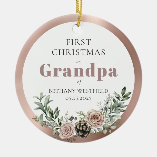 First Christmas as Grandpa Photo Keepsake Keramik Ornament (Vorne)