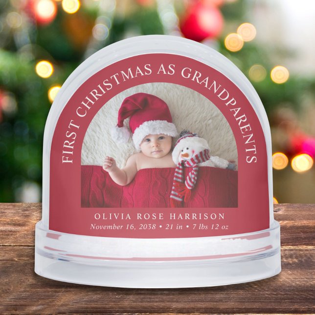 First Christmas As Grandparents Newborn Baby Photo Schneekugeln (Von Creator hochgeladen)